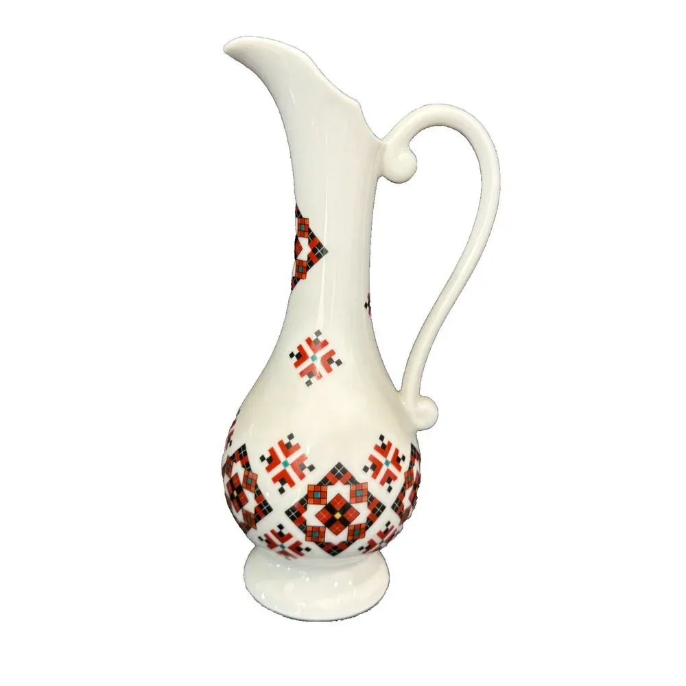 Vtg Ukrainian Ceramic Pottery Pitcher by Marusha 8